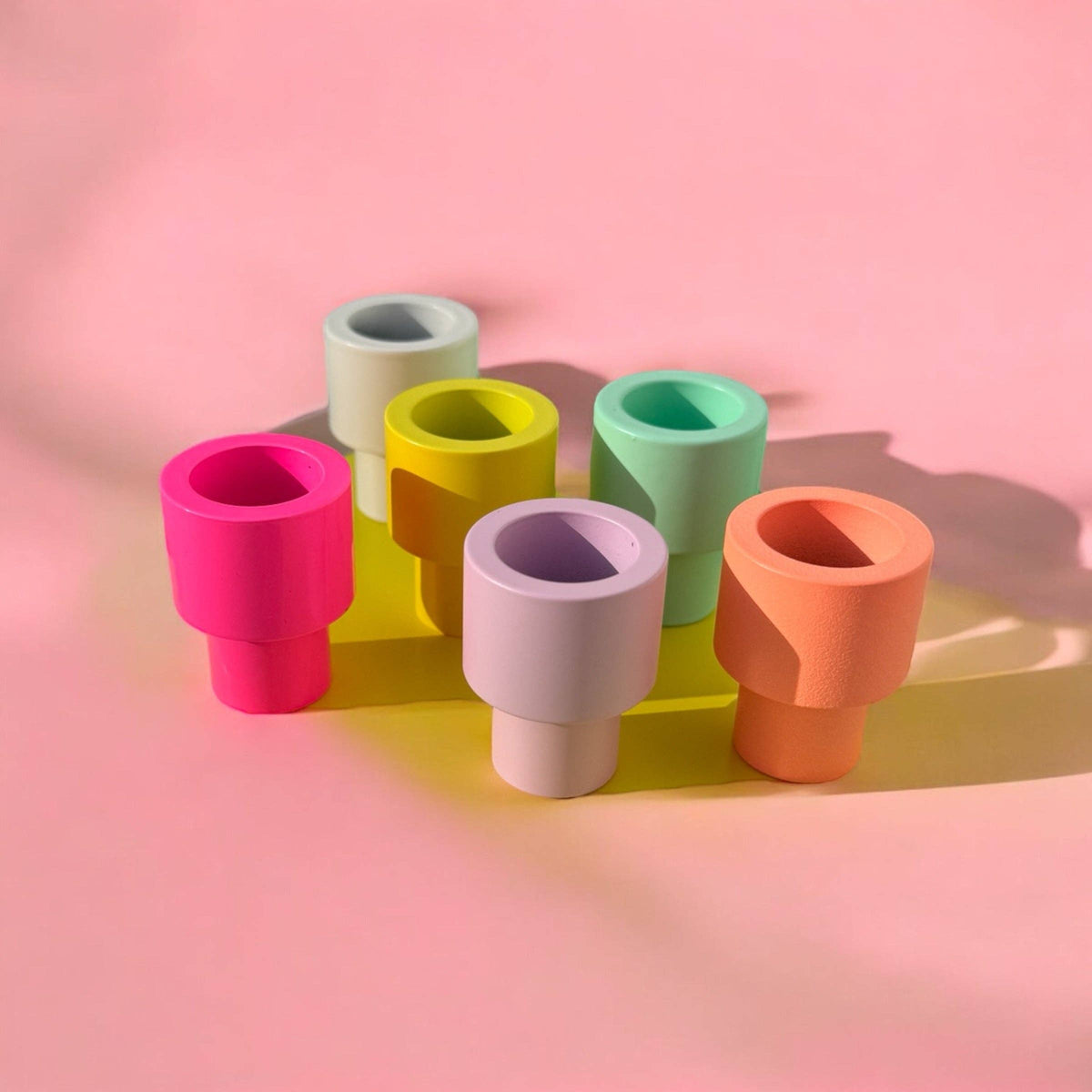 Dipper Tube, Kerzenhalter-Starterset – Neonpink, Koralle, Mint, Flieder, Gelb & Weiß
