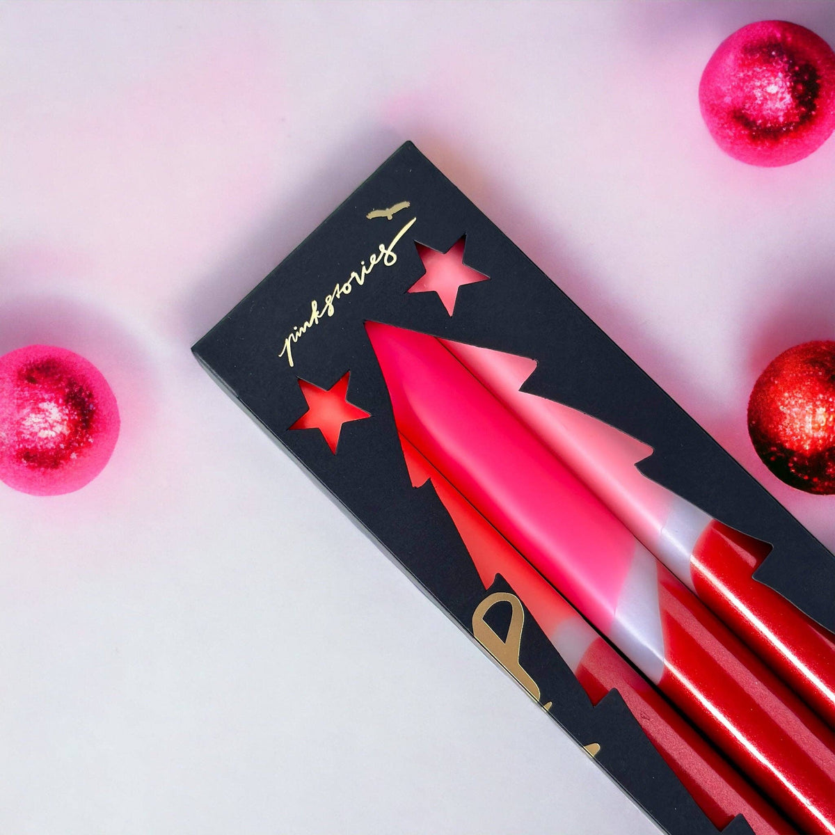 Dip Dye X-Mas Palladium – Stabkerzen, 3er-Set in Koralle, Pink & Rosa
