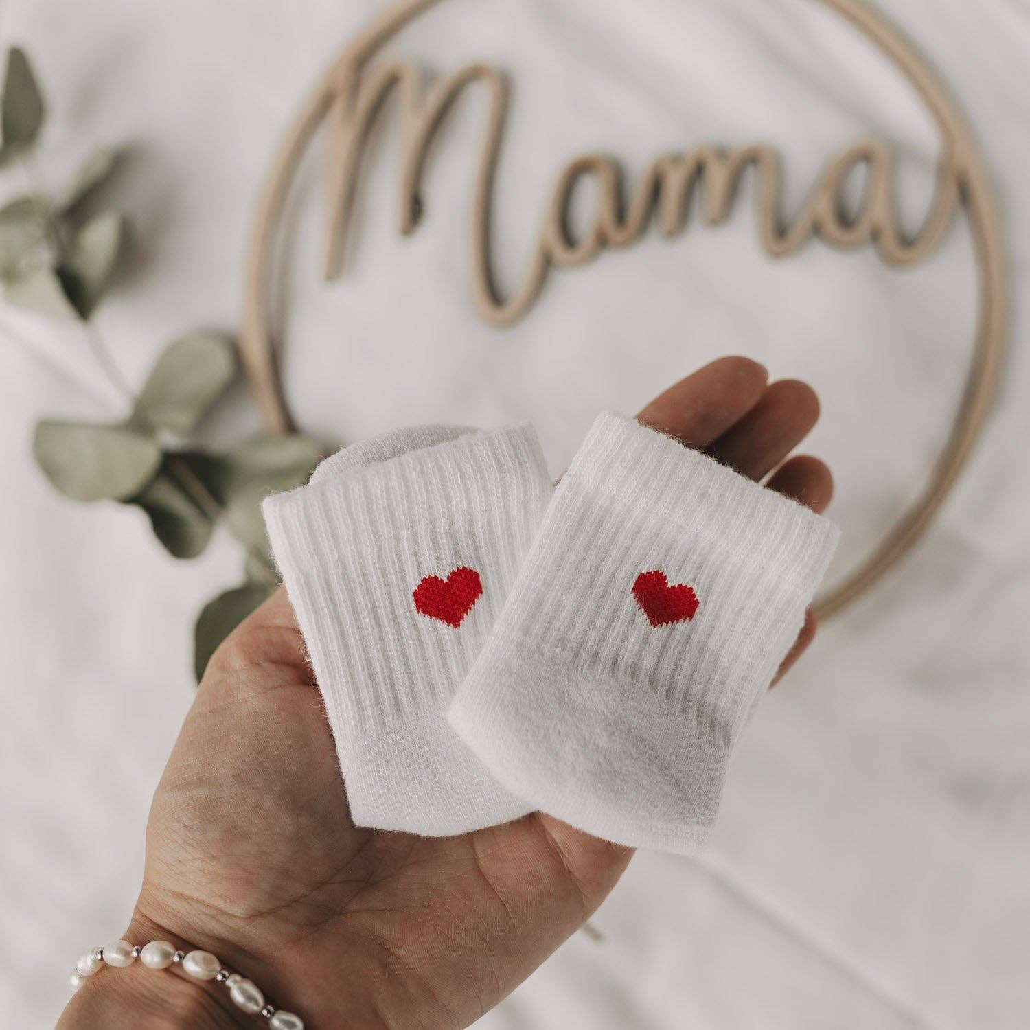 Babysocken 3 Monate, Herz rot