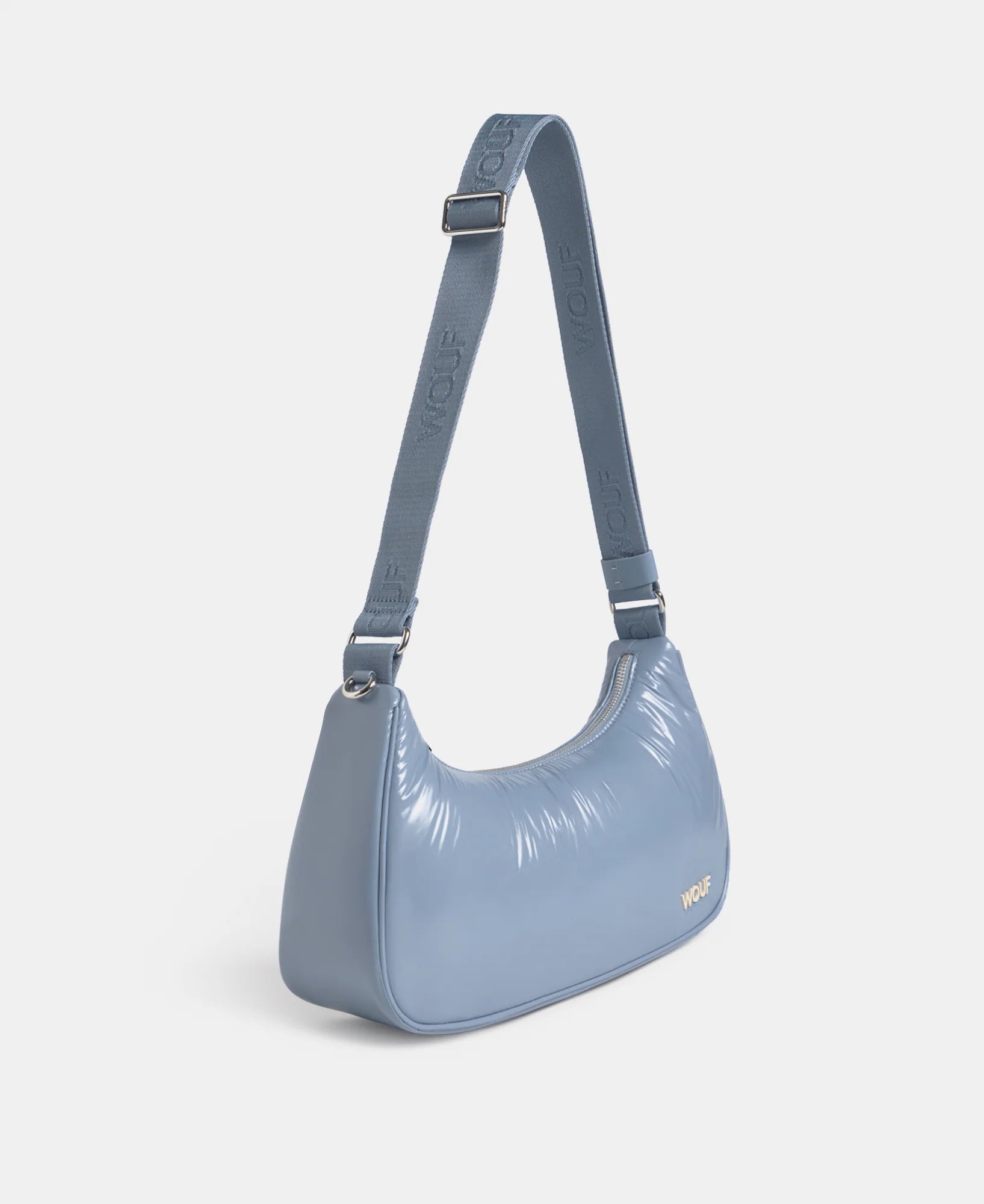 Steel Crossbody Bag – Glossy Umhängetasche Hellblau