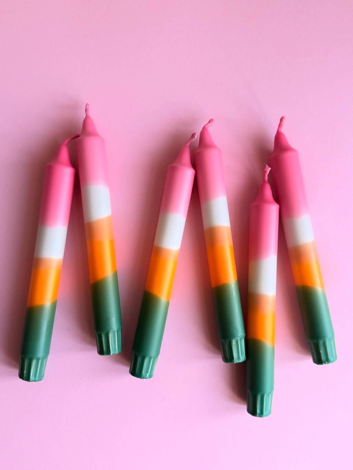Dip Dye Kerzen 3er-Set – Neonpink/Grau/Orange/Petrol