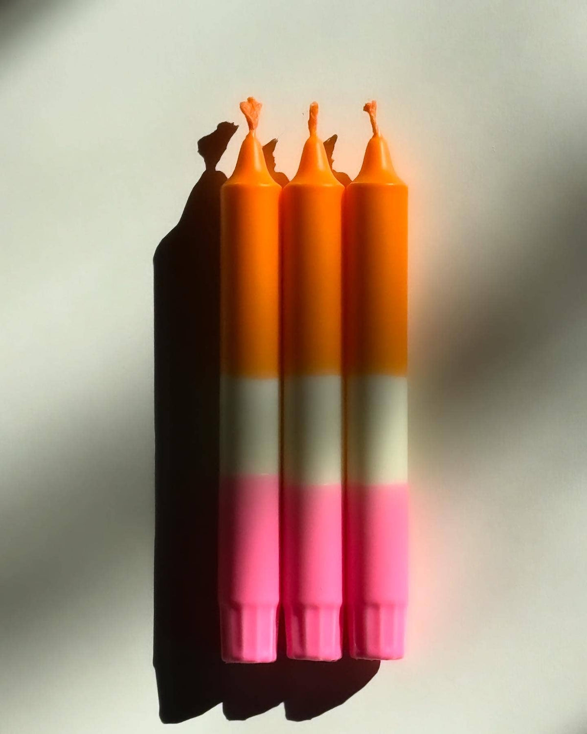 Dip Dye Kerzen 3er-Set – Orange/Creme/Pink