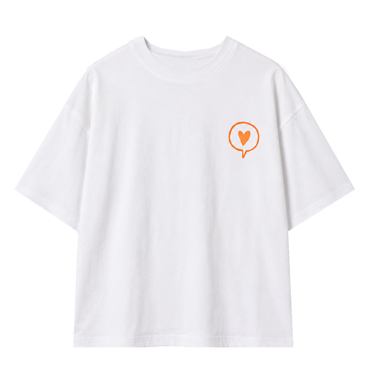 T-Shirt Weiß – Herz-Logo in Neonorange oder Mint, DecoGoodies Collection