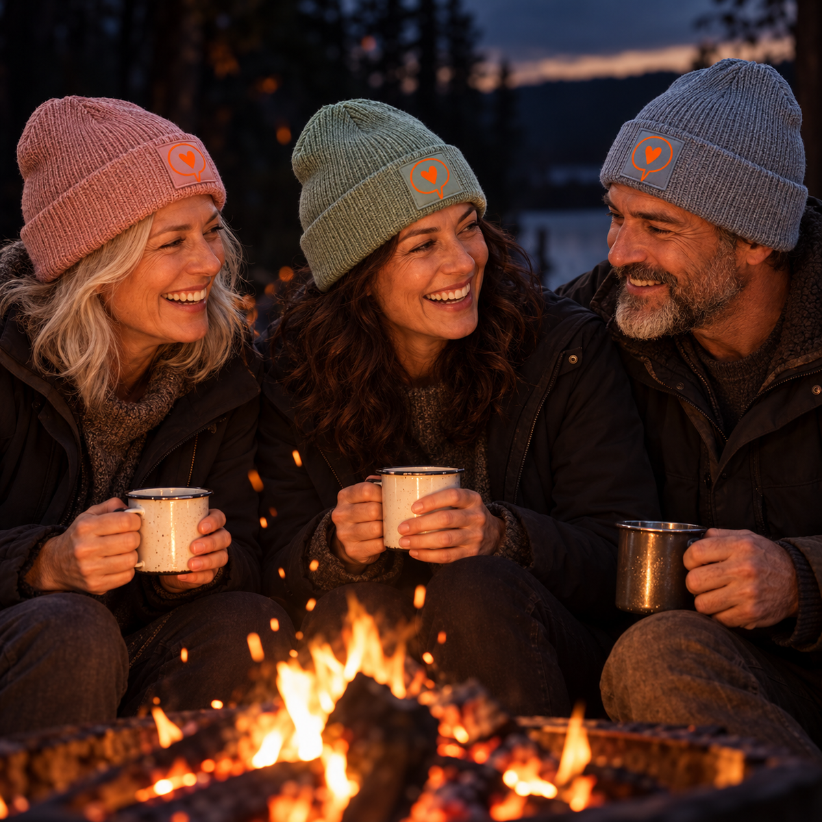Beanie mit Herzlogo – Rosé/Nude, Mint & Hellblau 2 group