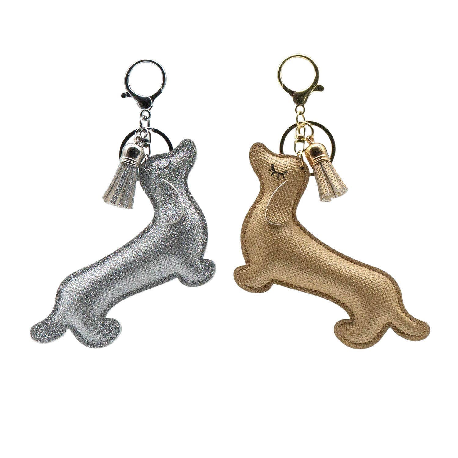 Schlüssel- / Taschenanhänger "Dackel" gold Glitzer