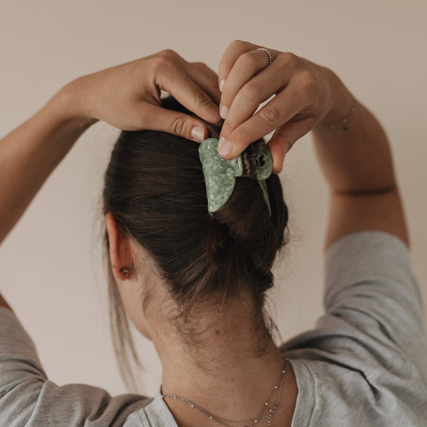 Haarspange groß Herz Jade