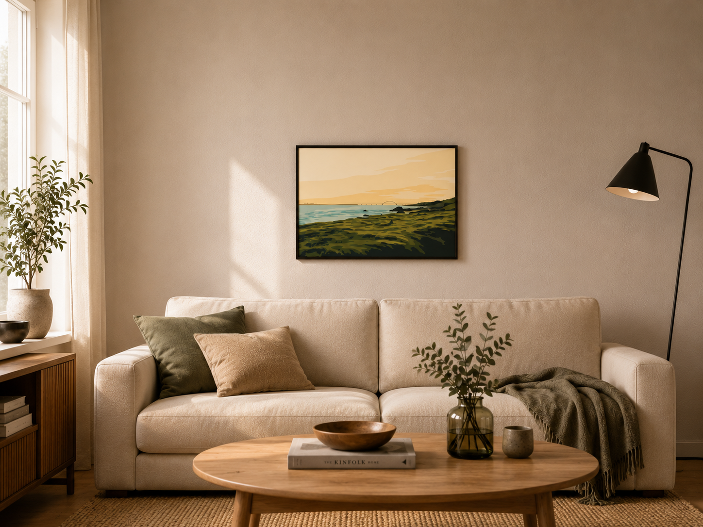 Fehmarnsund Illustration, Poster mit Rahmen