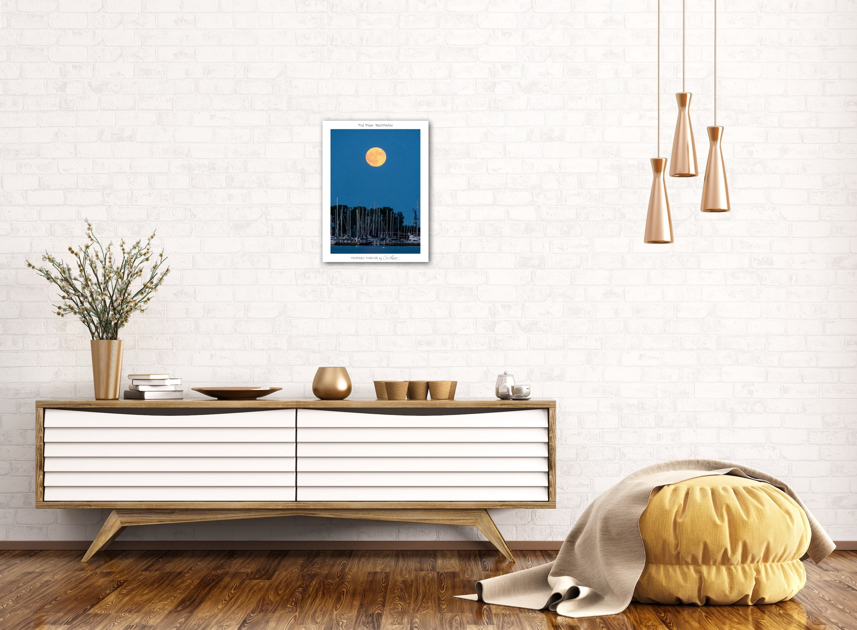 Full Moon Yachthafen - Poster - FF, Hochformat