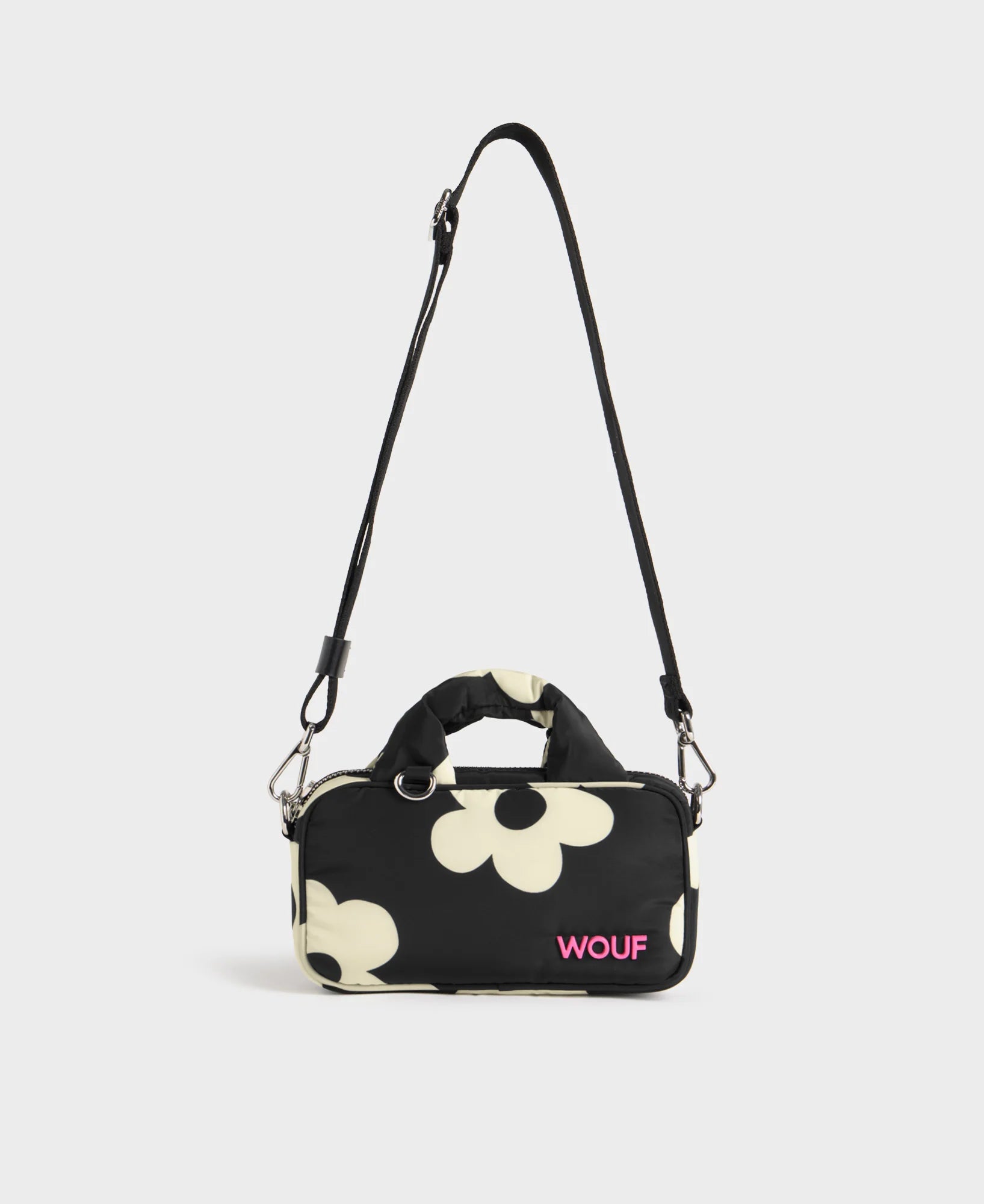 Wouf Night Daisy Mini Bag – Mini Handtasche Schwarz-Weiß 19×4,5×11 cm