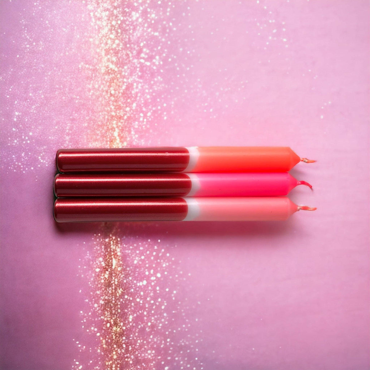 Dip Dye X-Mas Palladium – Stabkerzen, 3er-Set in Koralle, Pink & Rosa