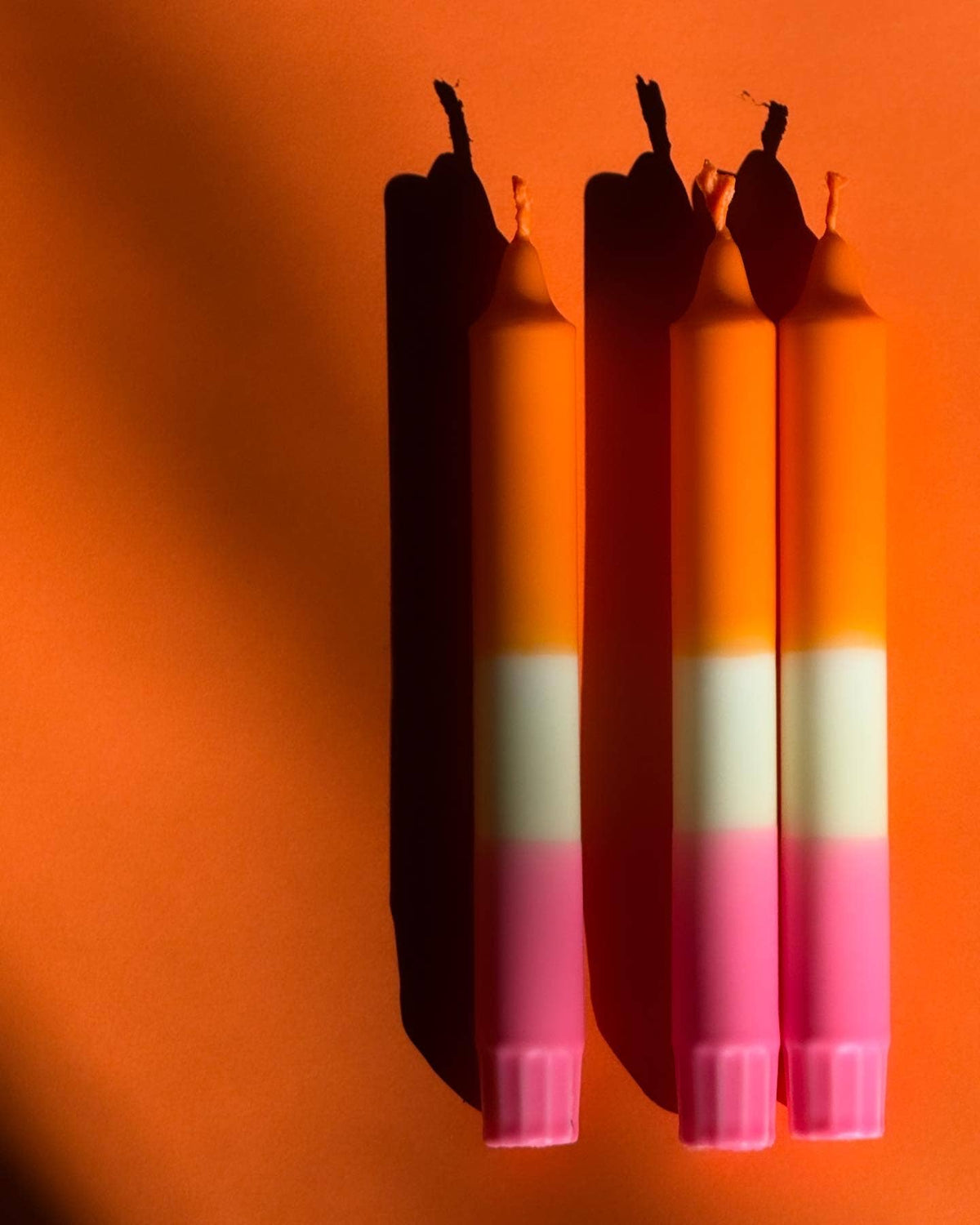 Dip Dye Kerzen 3er-Set – Orange/Creme/Pink 2