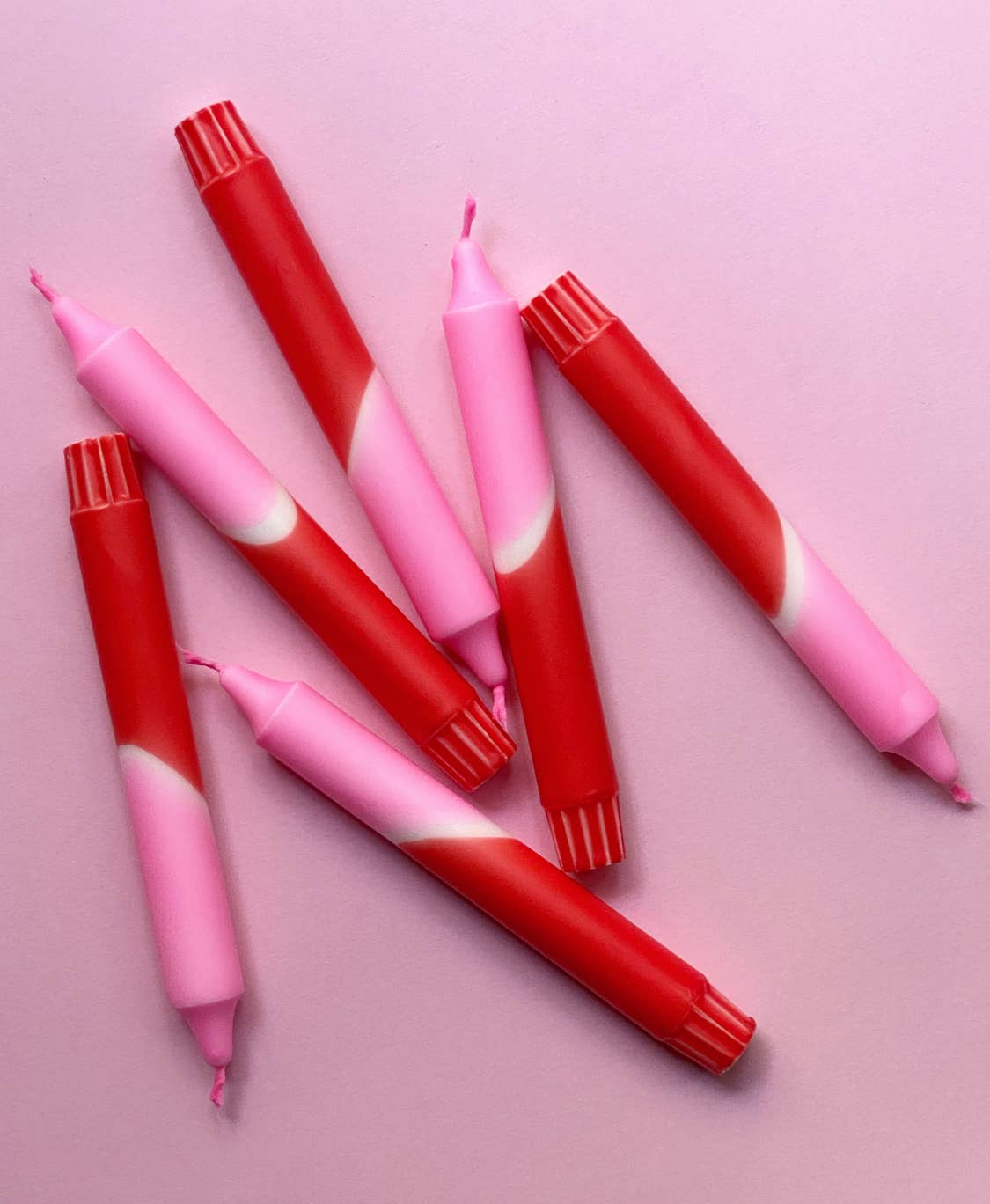 Dip Dye Kerzen 3er-Set – Rot/Rosa 3