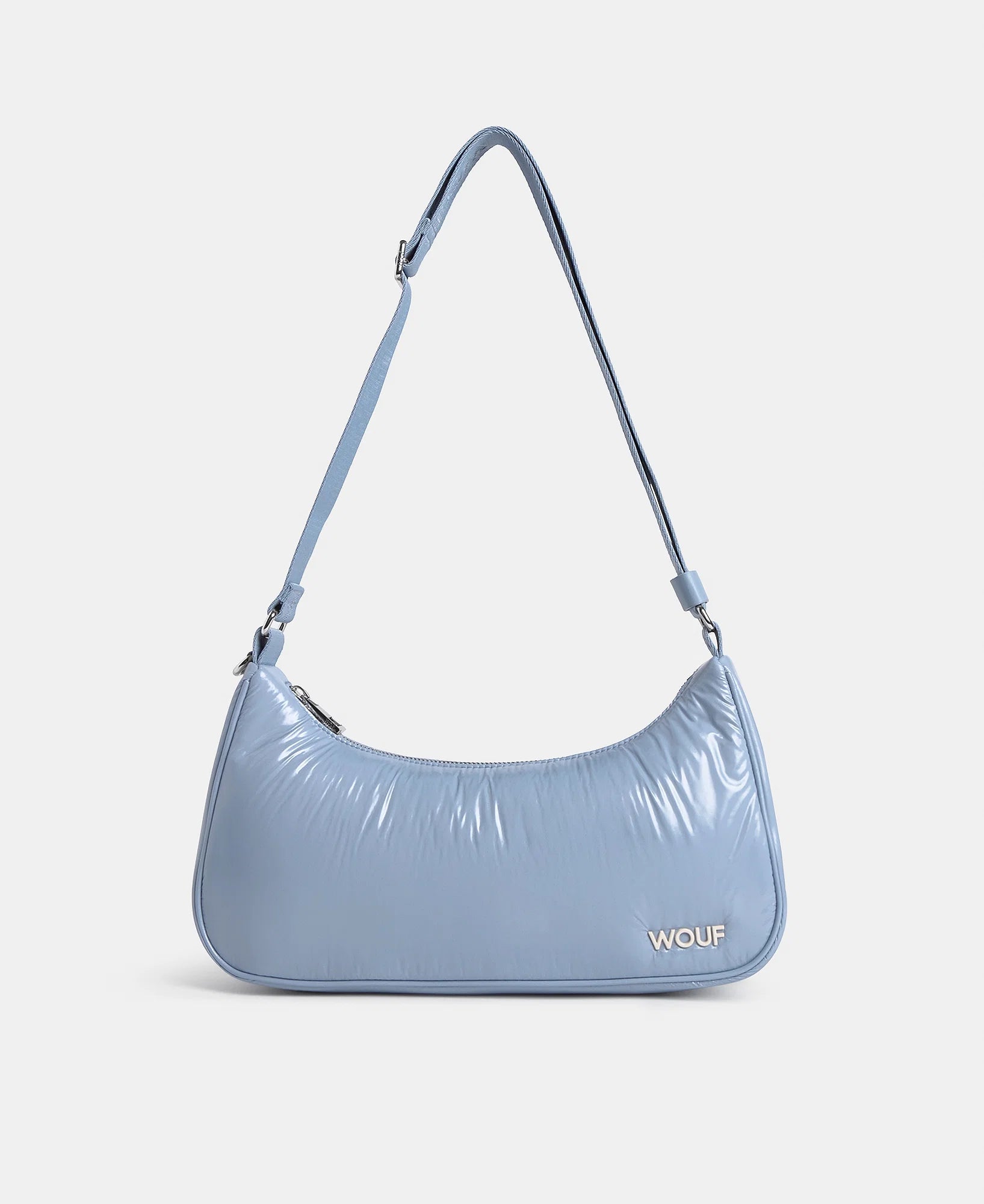 Steel Crossbody Bag – Glossy Umhängetasche Hellblau