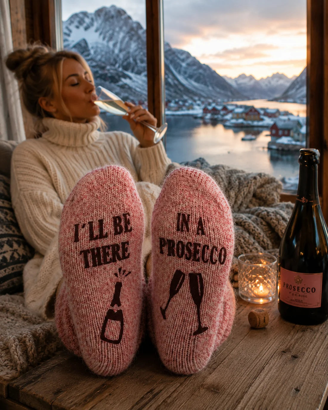 PROSECCO – Stoppersocken in Rosa2