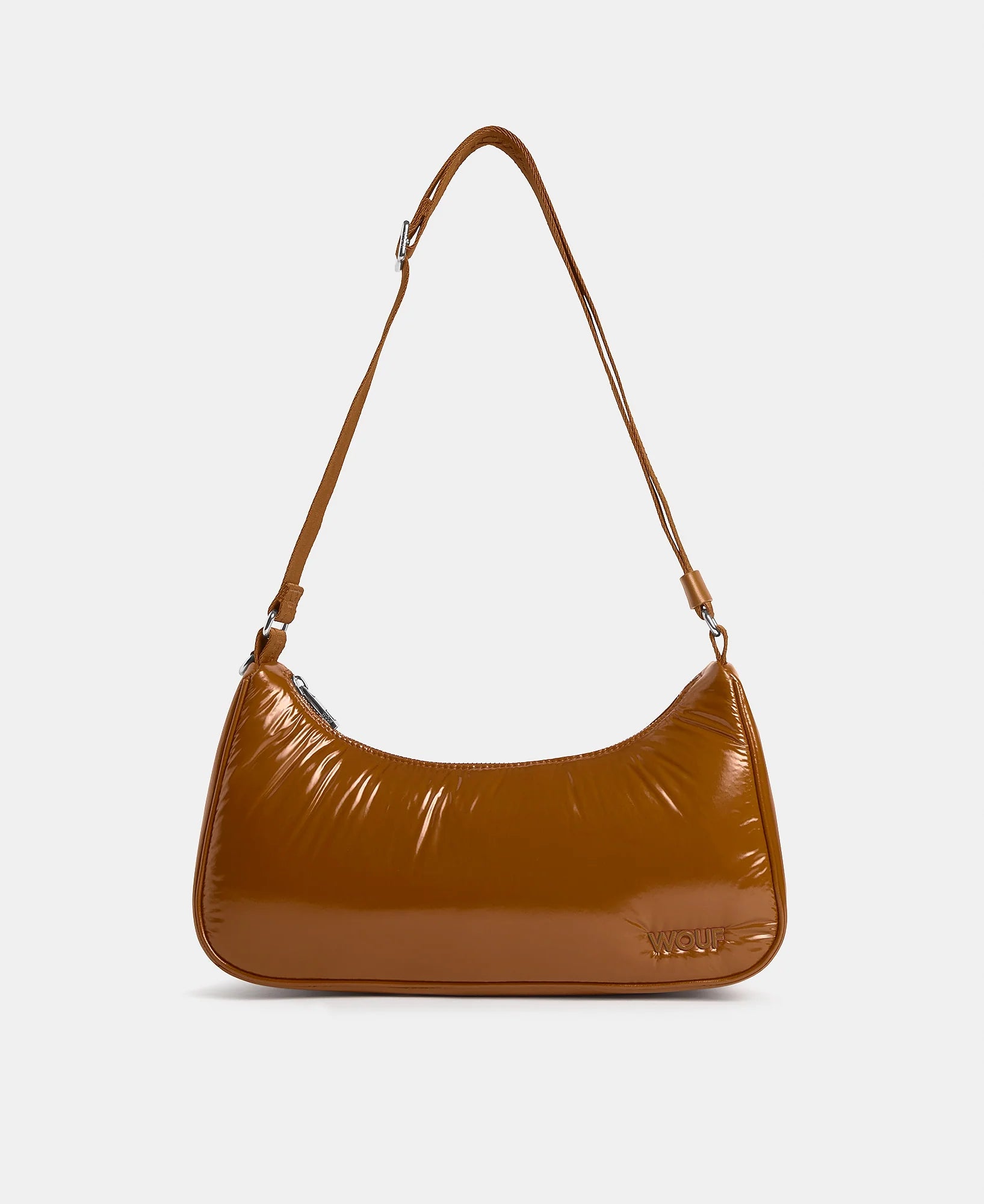 Wouf Sienna Crossbody Bag – Glossy Umhängetasche Cognac 33×14×8 cm