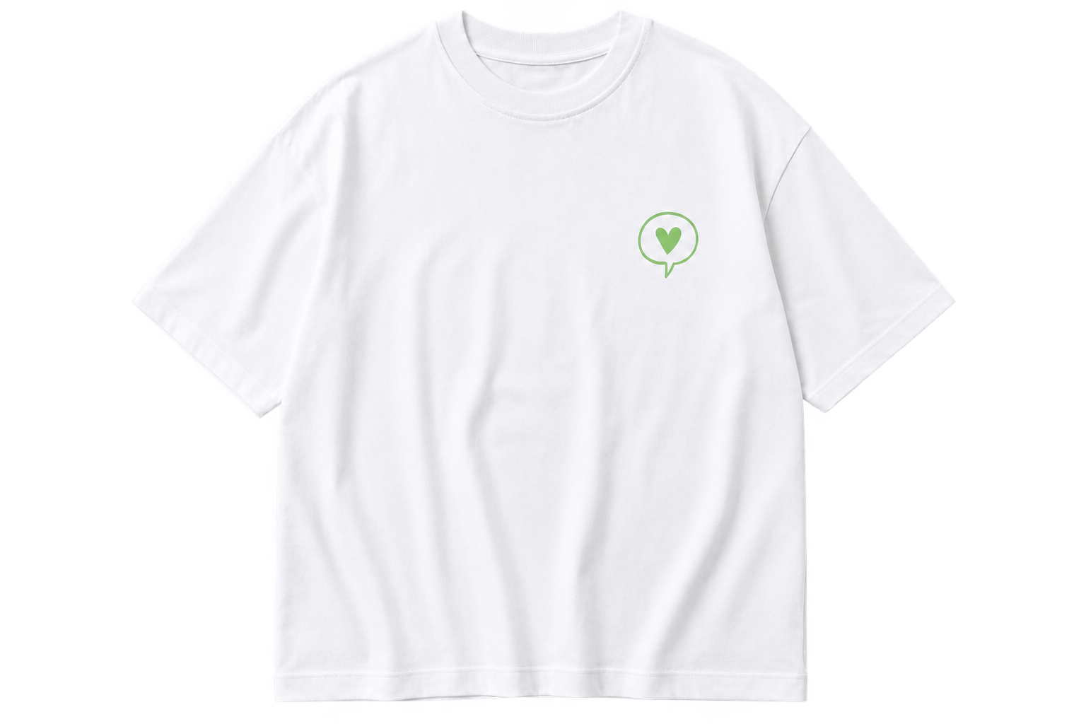 T-Shirt Weiß – Herz-Logo in Neonorange oder Mint, DecoGoodies Collection